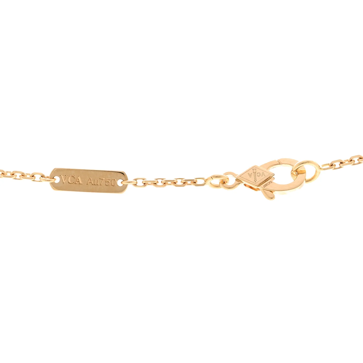 18K Yellow Gold Mother of Pearl Vintage Alhambra Pendant Necklace - Image 4