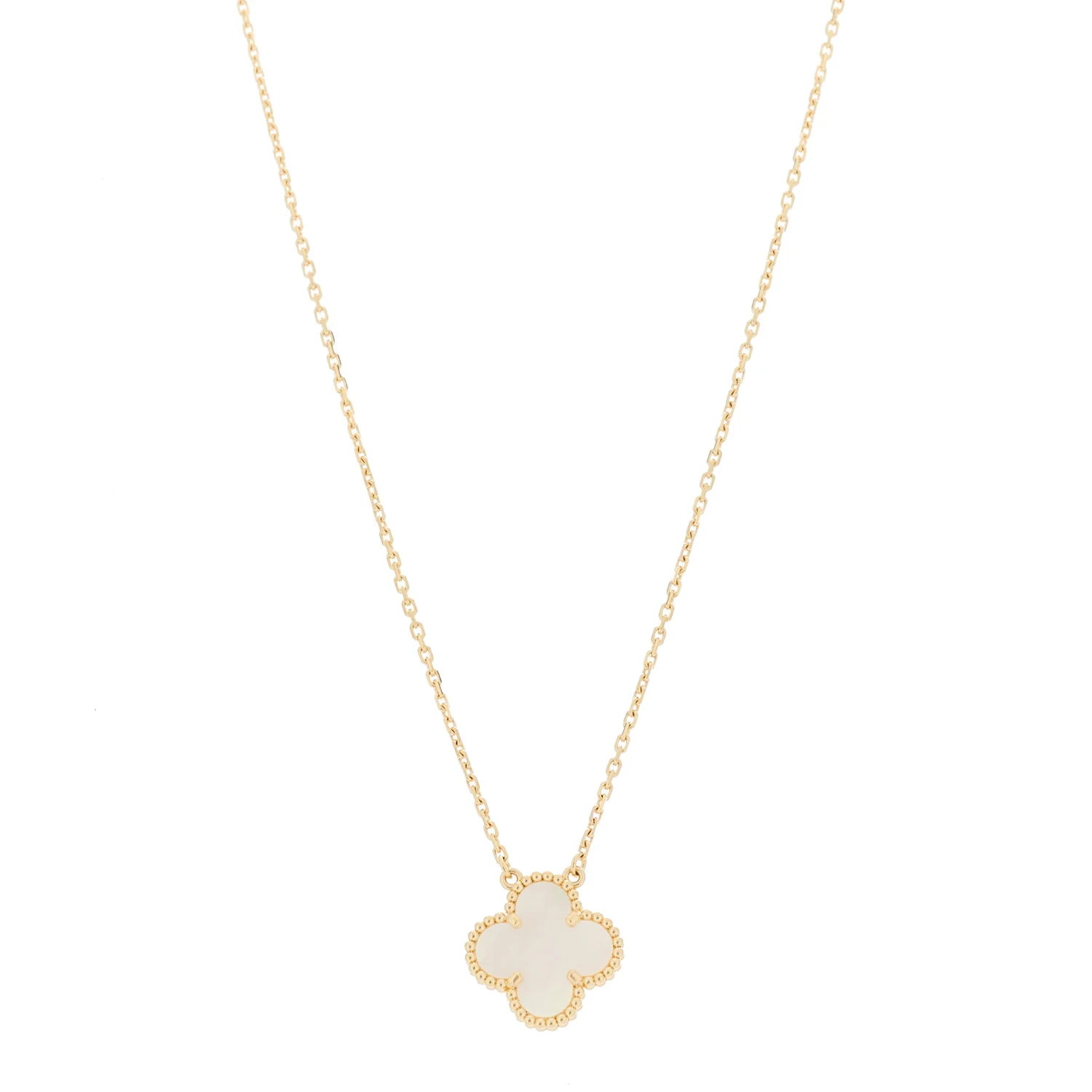 18K Yellow Gold Mother of Pearl Vintage Alhambra Pendant Necklace