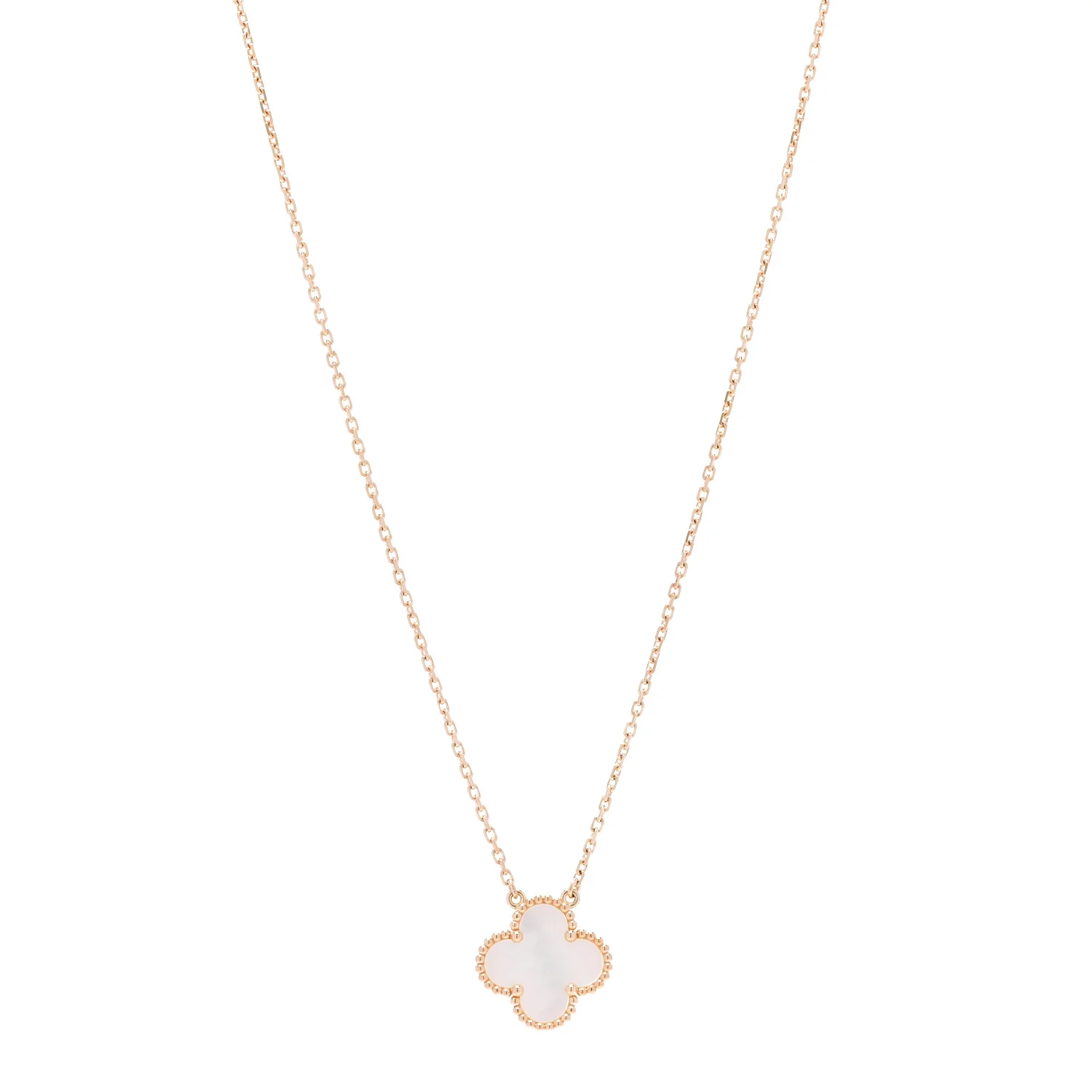 18K Yellow Gold Mother of Pearl Vintage Alhambra Pendant Necklace