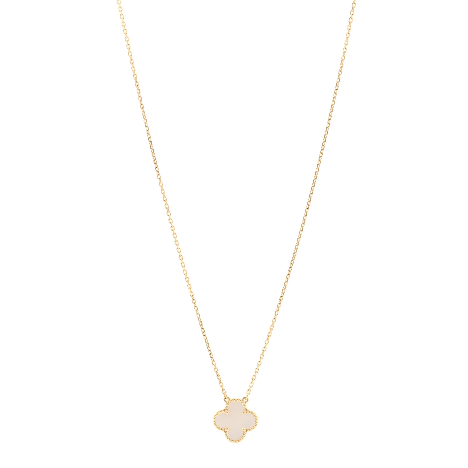 18K Yellow Gold Mother of Pearl Vintage Alhambra Pendant Necklace