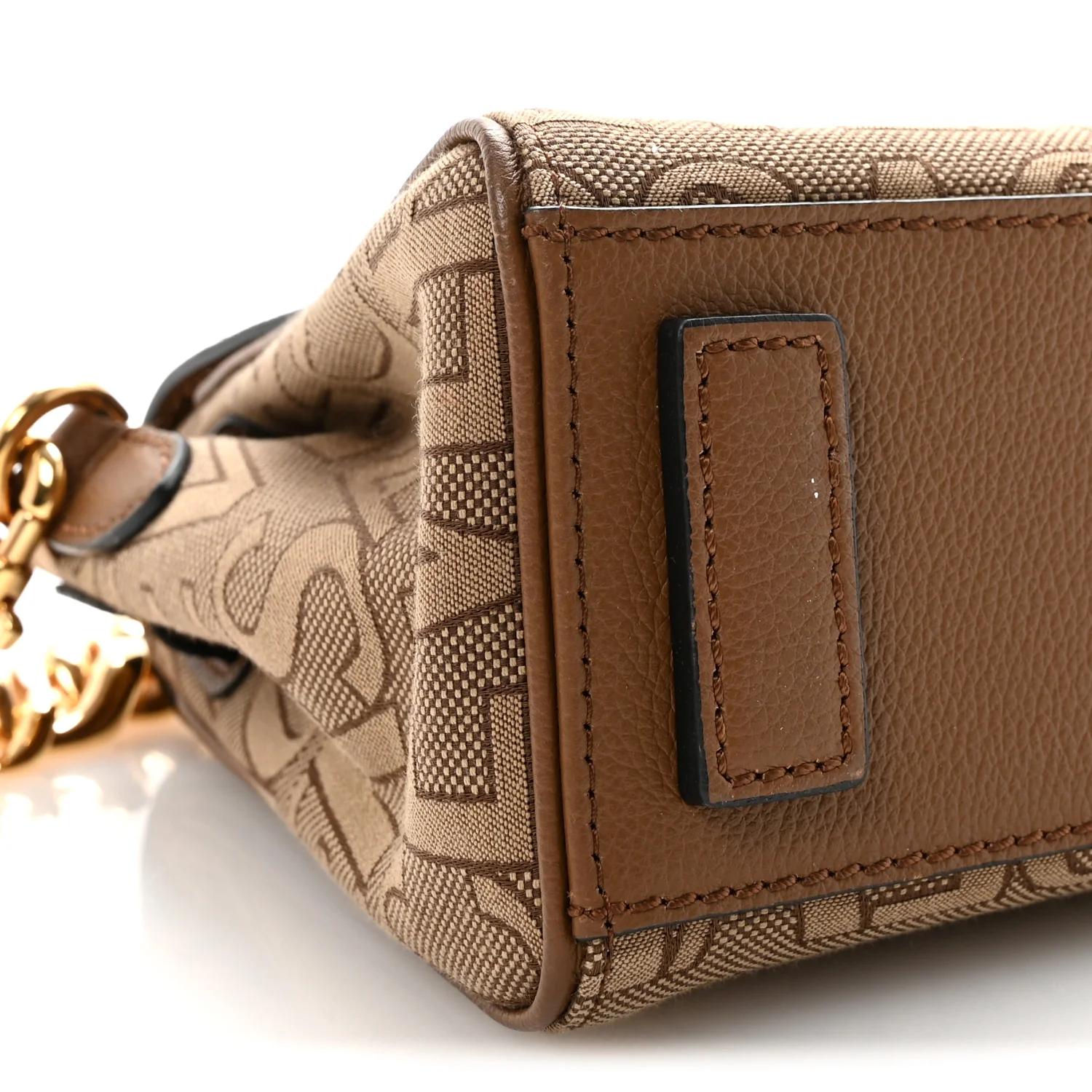 Calfskin Canvas Allover La Medusa Small Top Handle Handbag Brown - Image 8