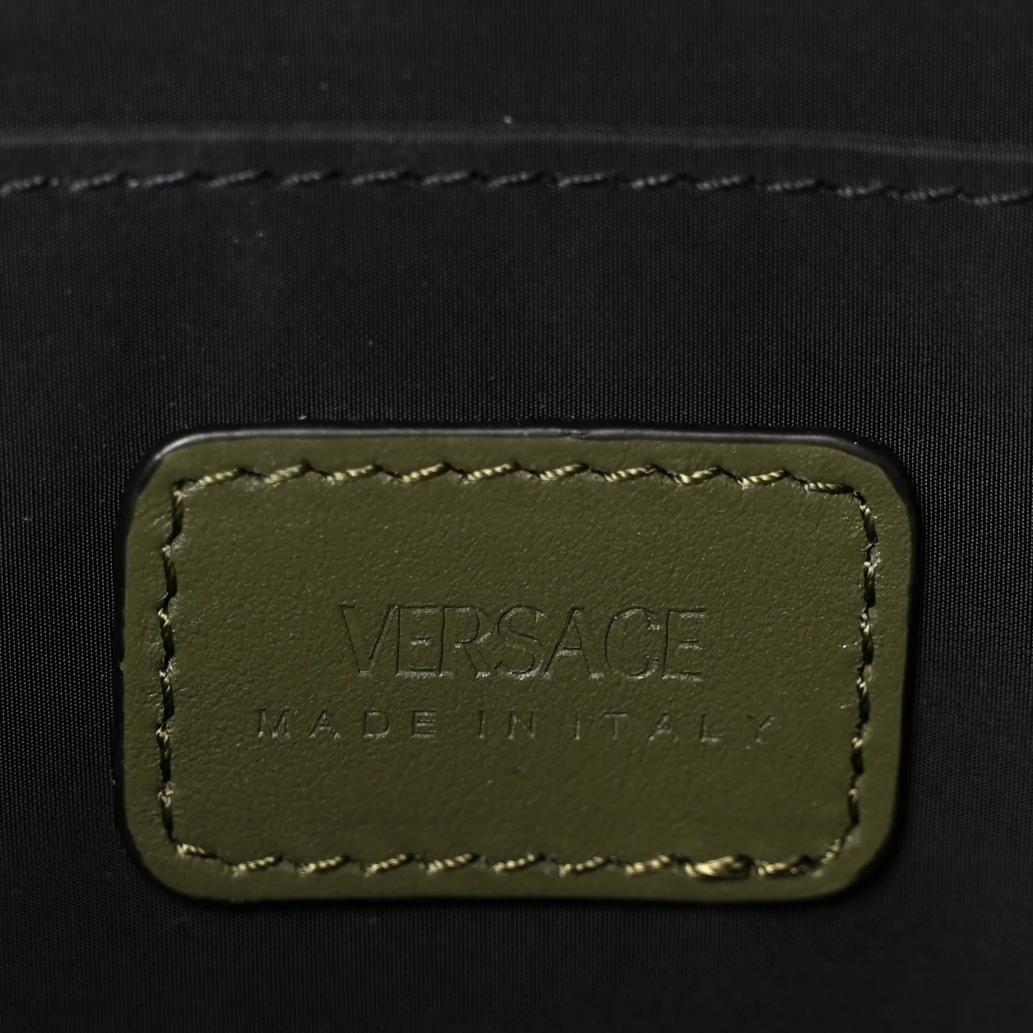 Calfskin Crocodile Embossed La Medusa Pouch Dark Olive - Image 6