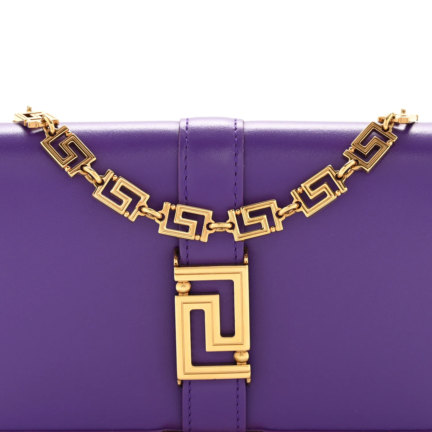 Calfskin Greca Goddess Wallet On Chain Dark Orchid - Image 7