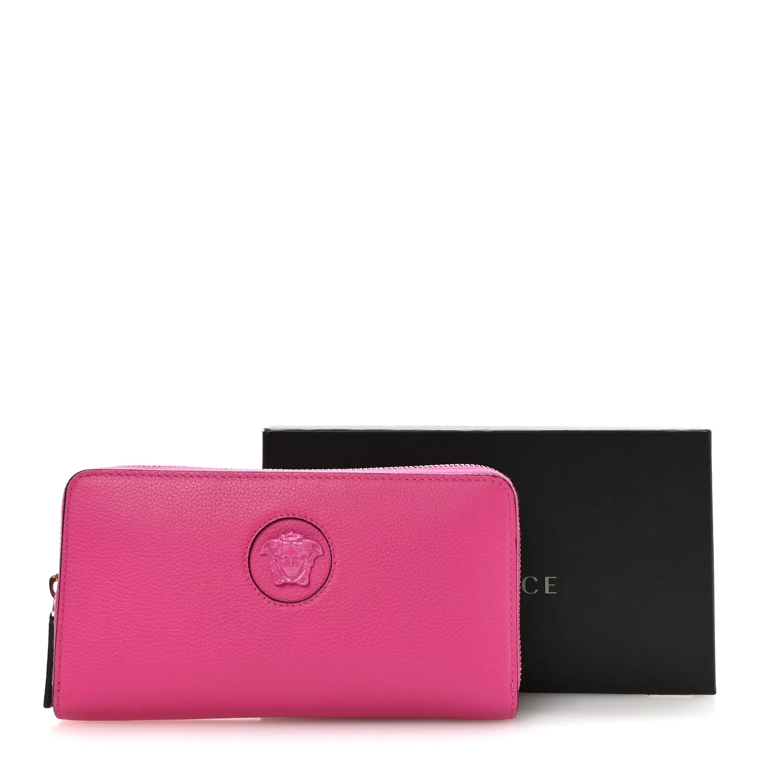 Calfskin Medusa Zip Wallet Pink - Image 7
