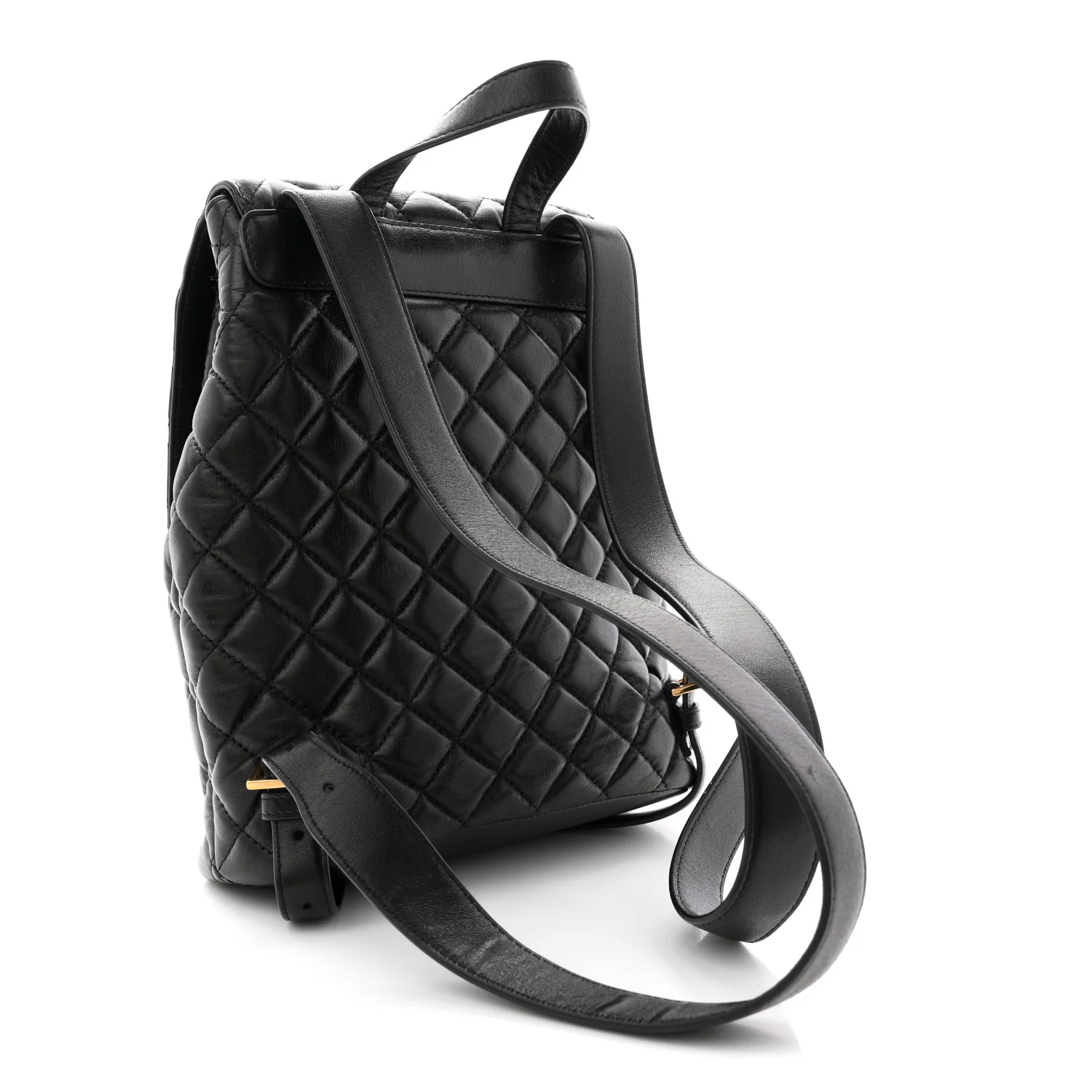 Calfskin Quilted Medusa Backpack Black - Image 3