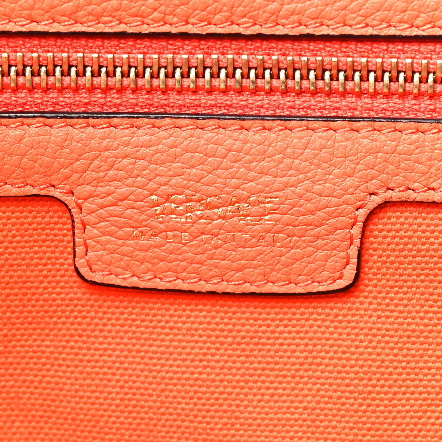 Canvas Calfskin La Medusa Tote Bag Orange - Image 6