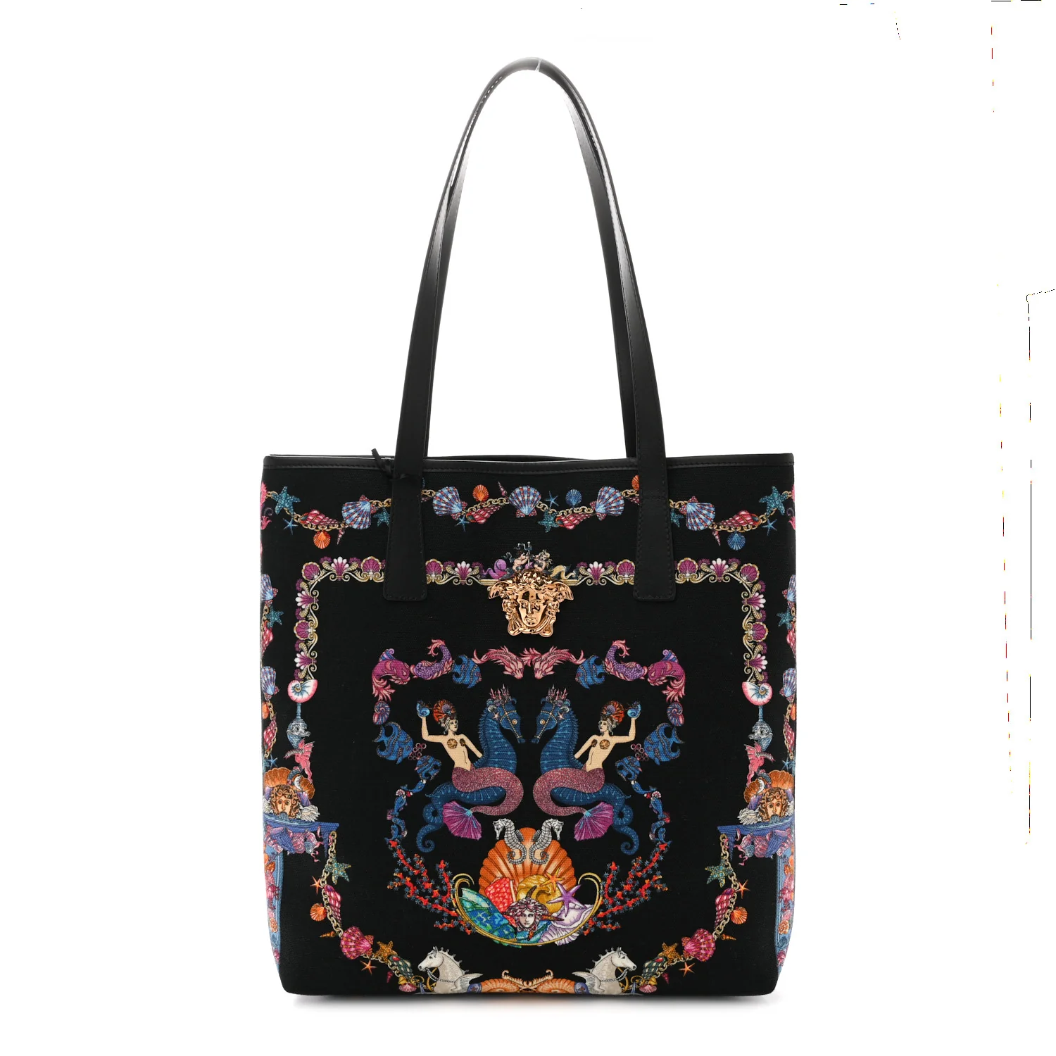 Canvas Underwater Medusa Tote Black Multicolor