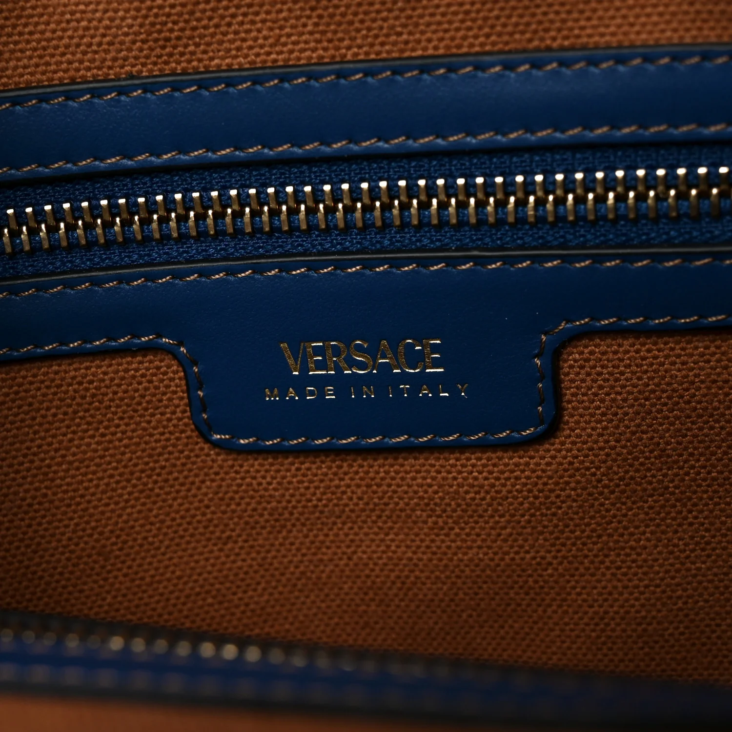 Denim Calfskin La Medusa Small Tote Bag Blue - Image 6
