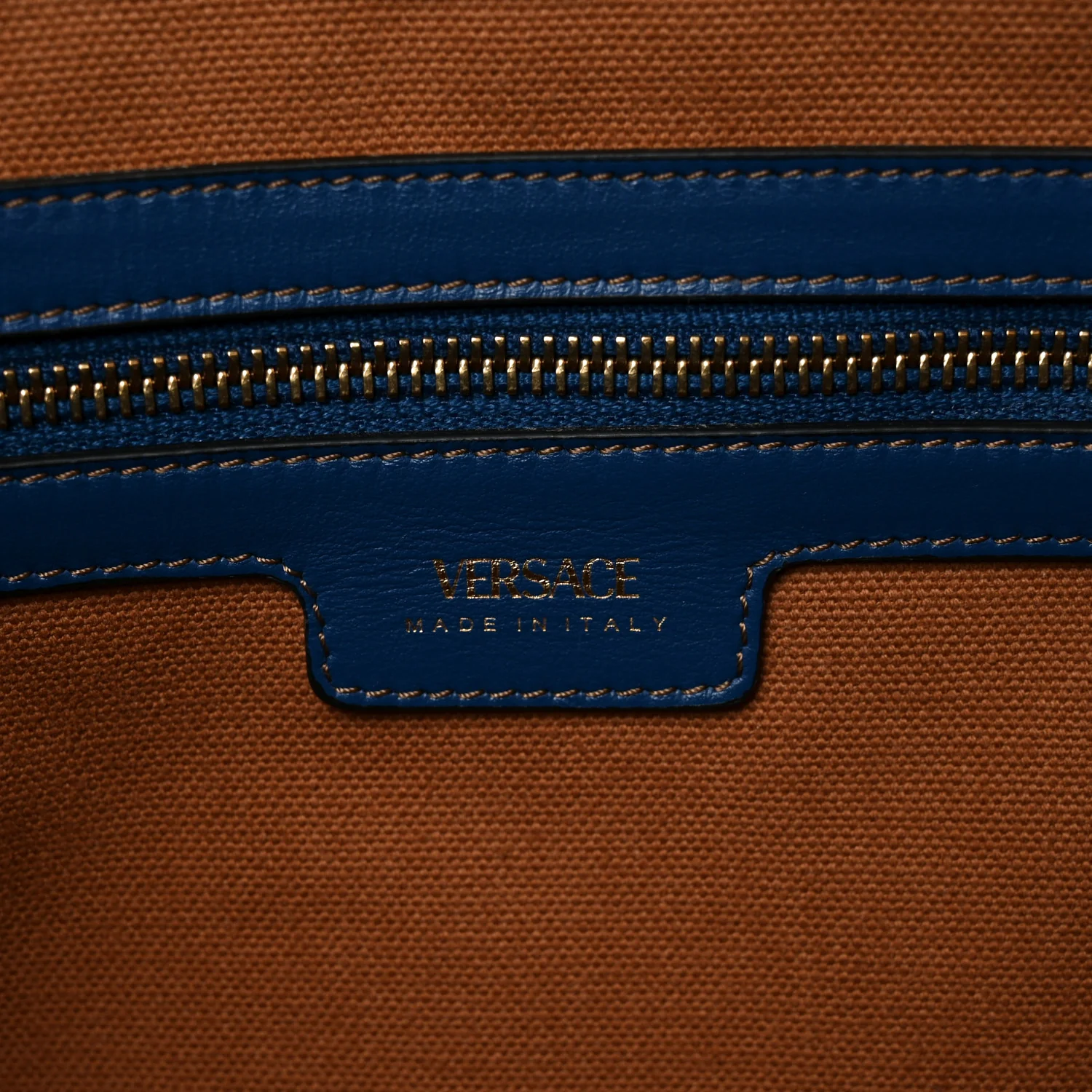 Denim Calfskin La Medusa Tote Bag Blue - Image 5