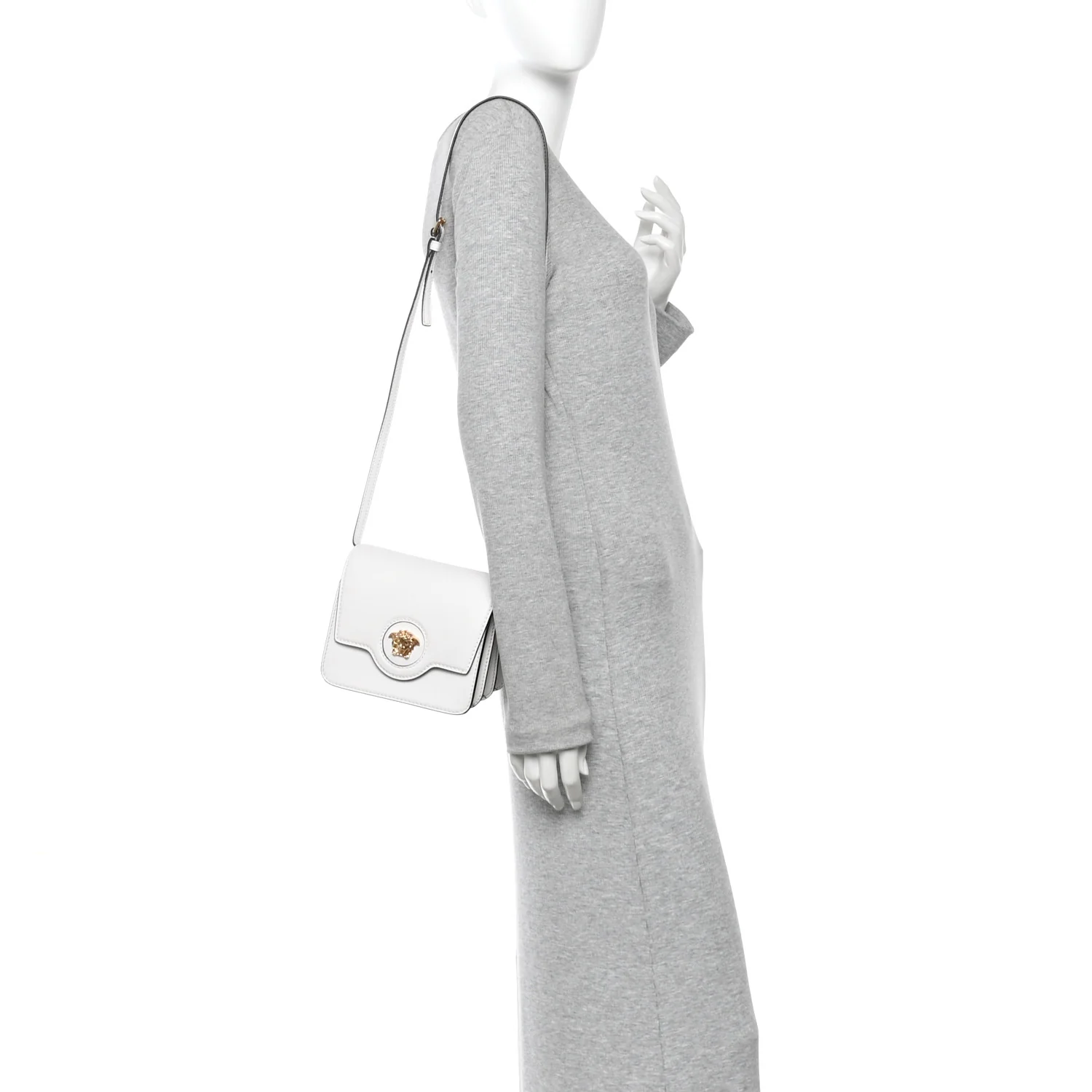 Grained Calfskin La Medusa Shoulder Bag White - Image 2