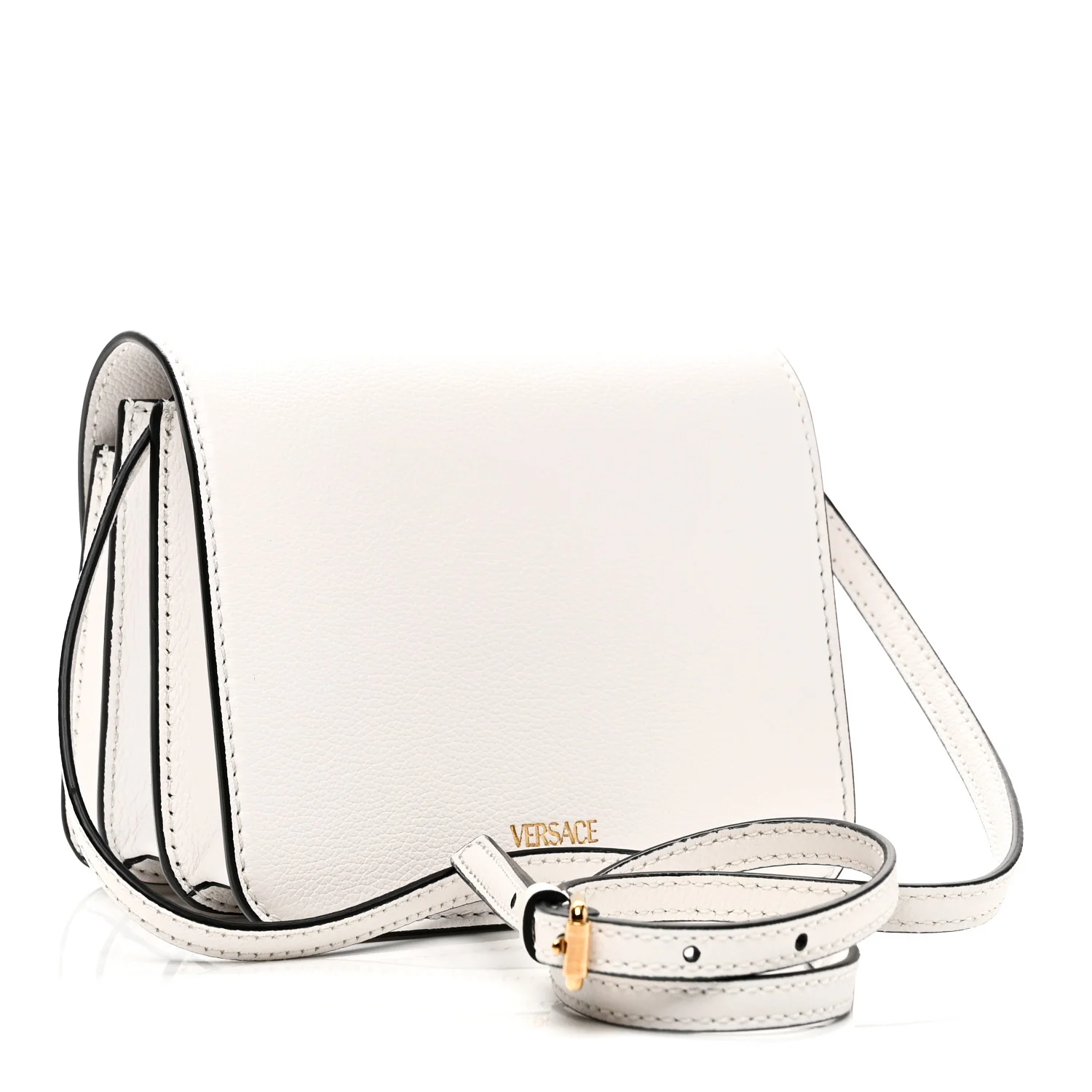 Grained Calfskin La Medusa Shoulder Bag White - Image 3