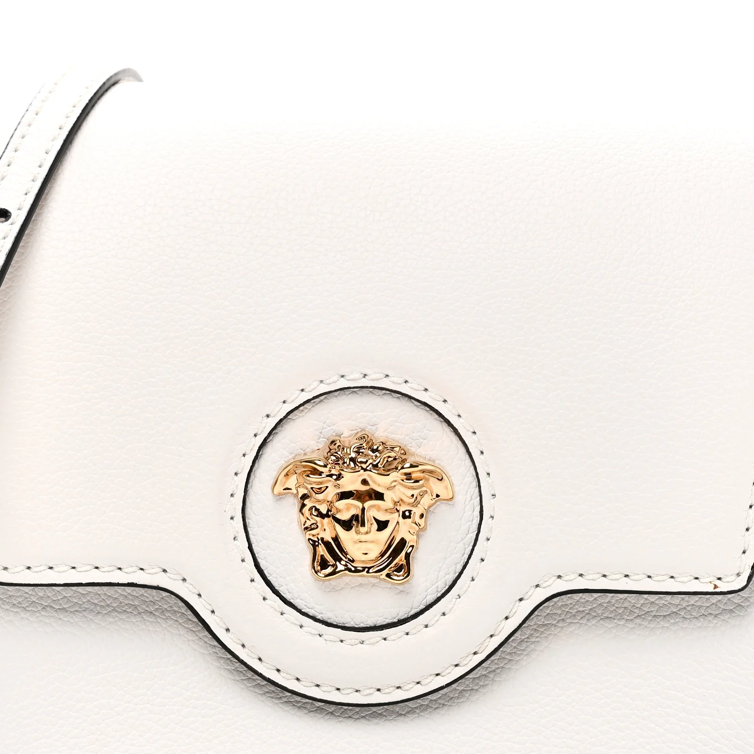 Grained Calfskin La Medusa Shoulder Bag White - Image 7