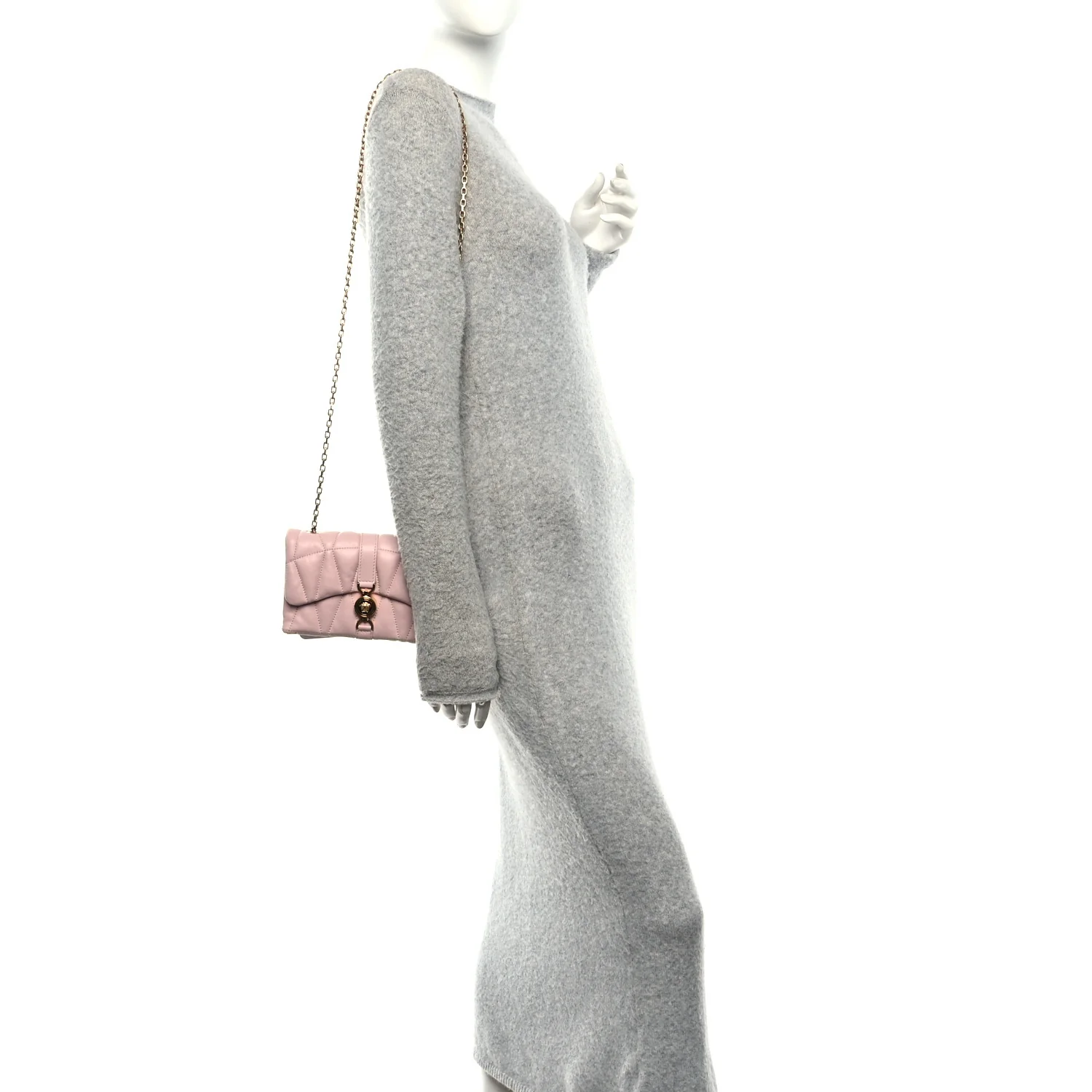 Lambskin Quilted Mini Kleio Crossbody Bag Light Pink - Image 2