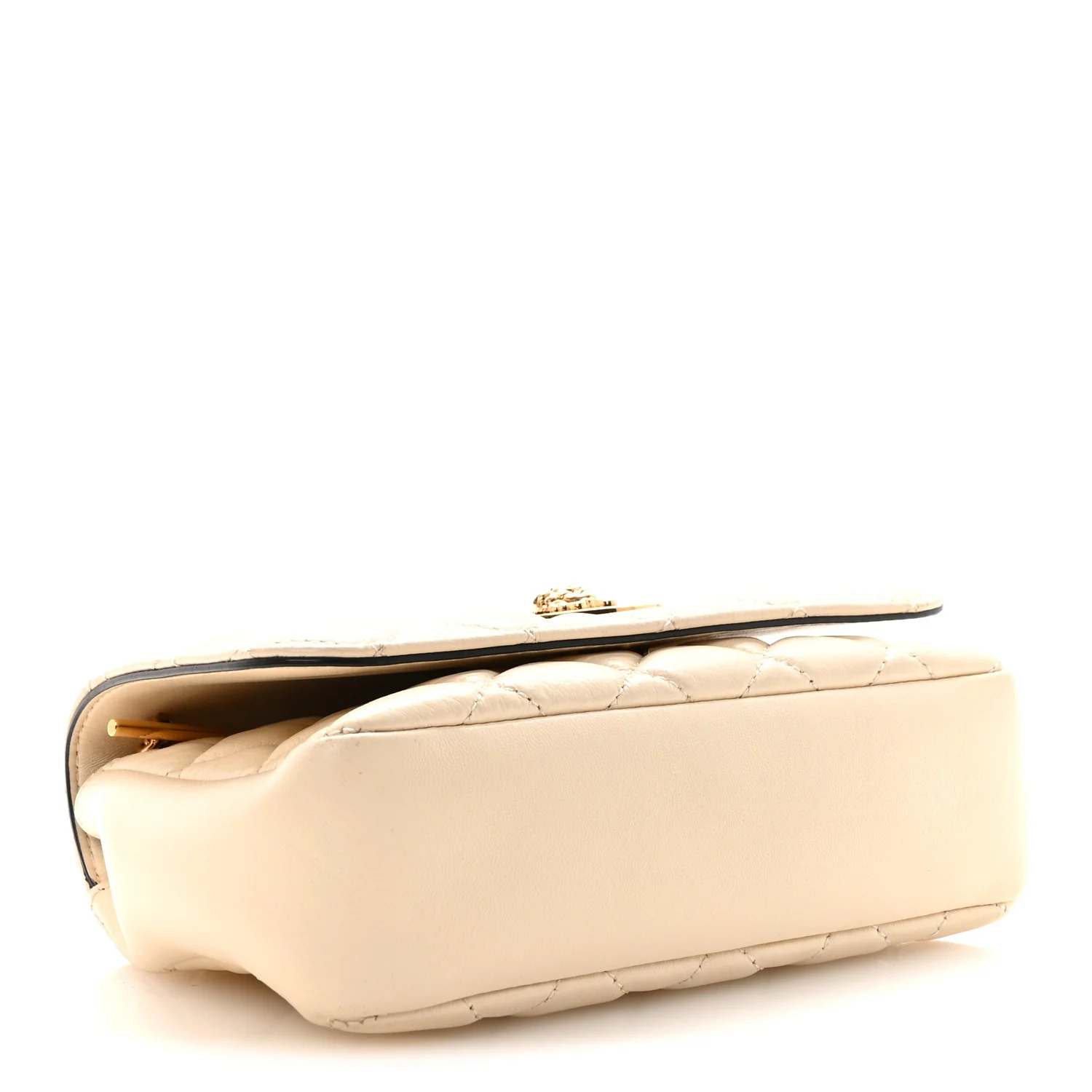 Nappa Quilted Small Medusa Chain Crossbody White - Image 4