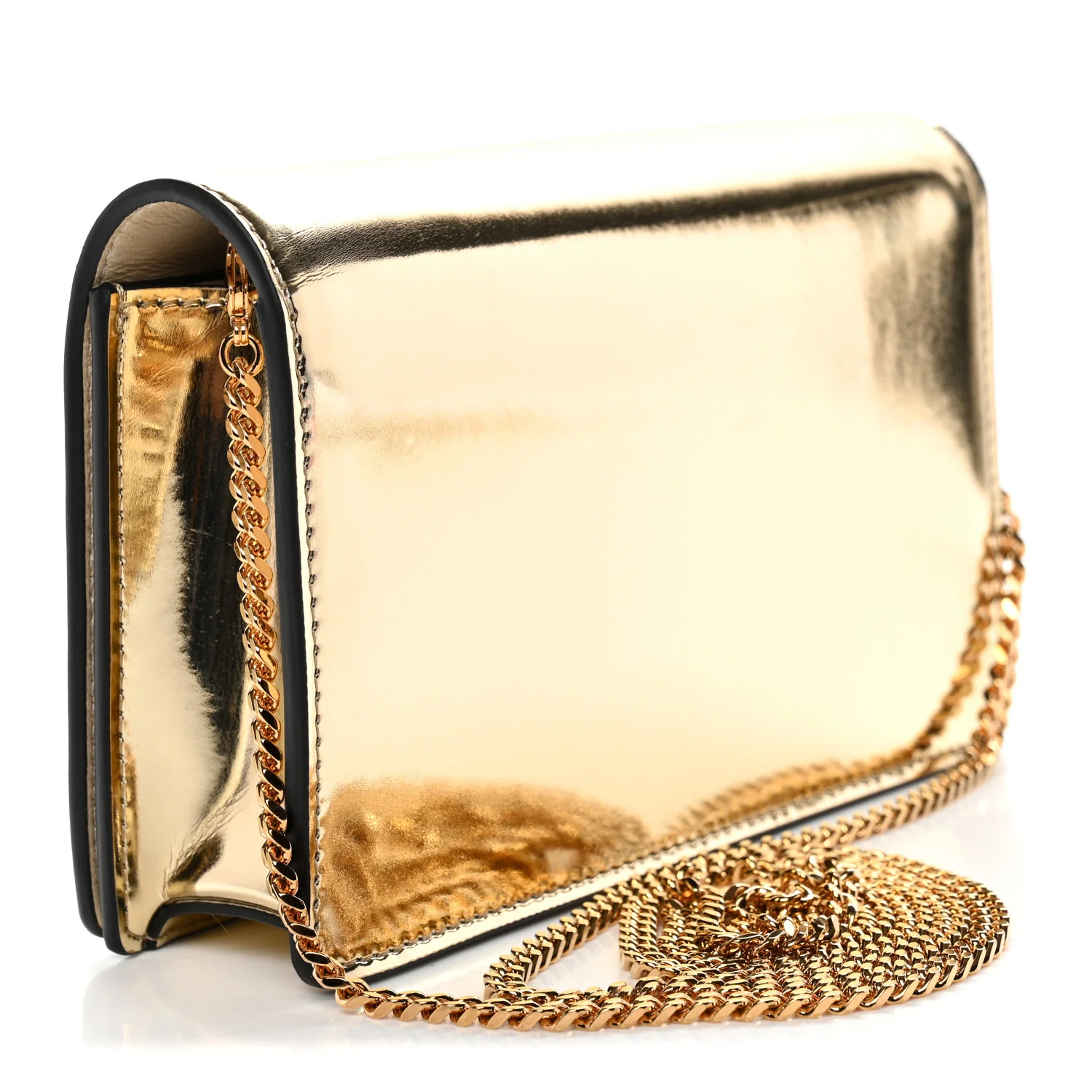 Patent Metallic Crystal Medusa Clutch On Chain Gold - Image 3