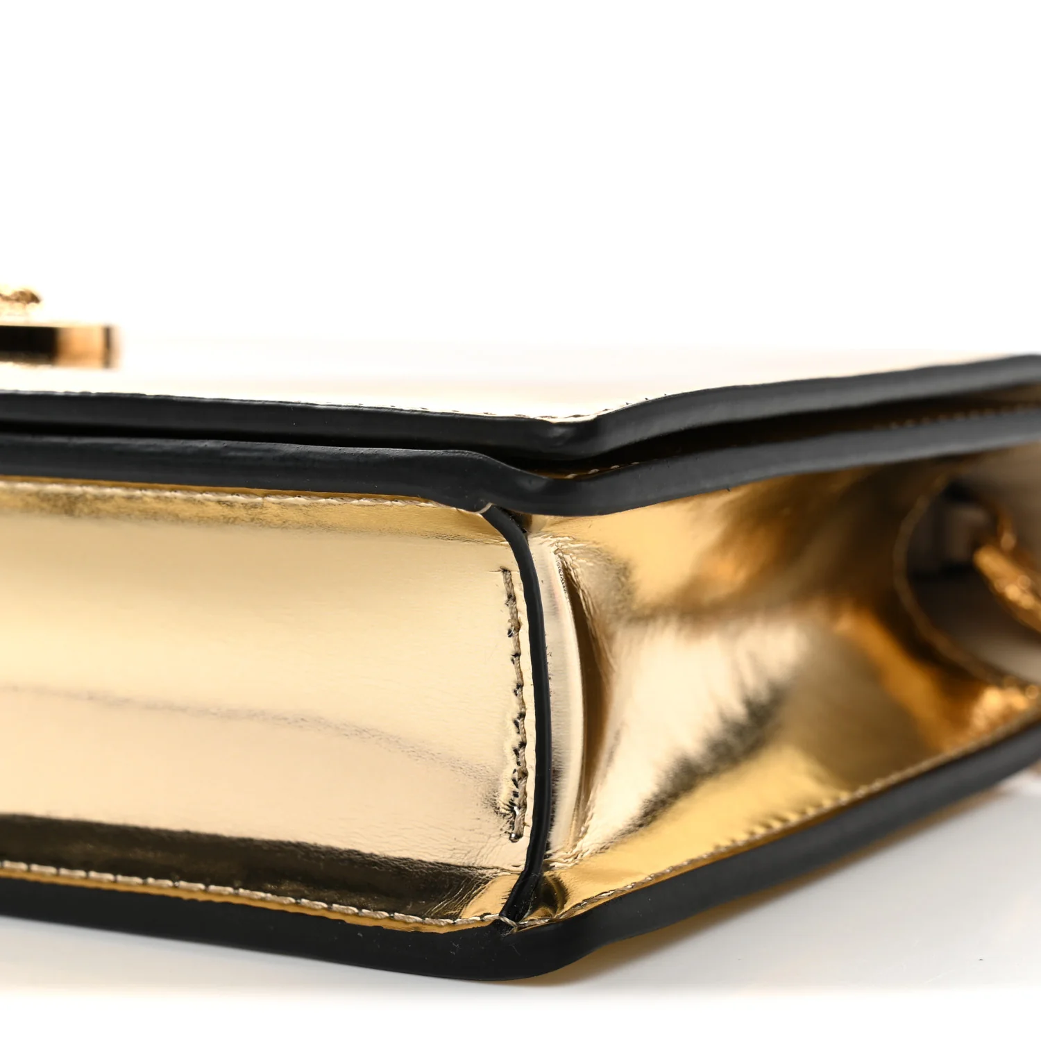 Patent Metallic Crystal Medusa Clutch On Chain Gold - Image 9