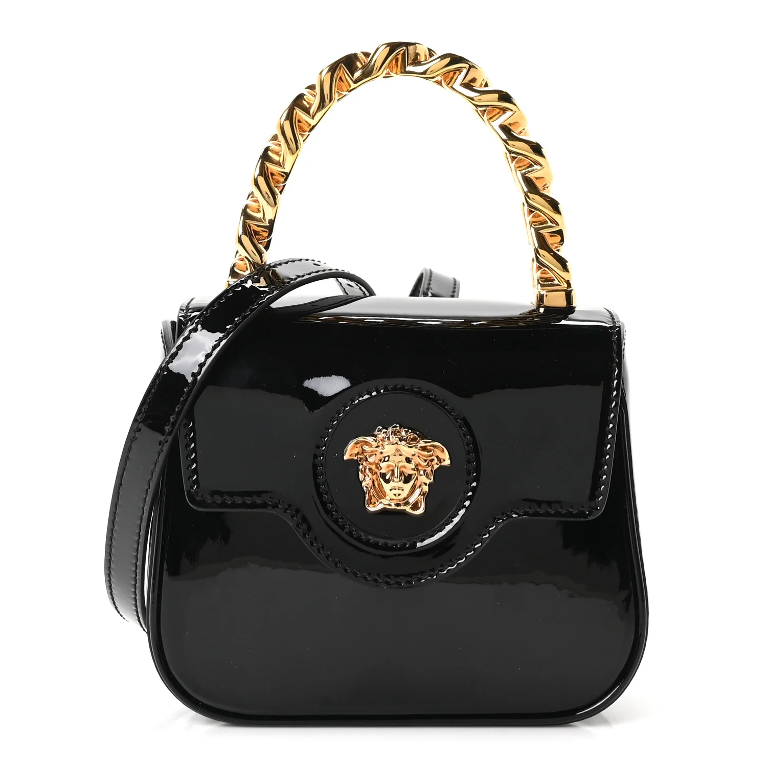 Patent Mini La Medusa Bag Black